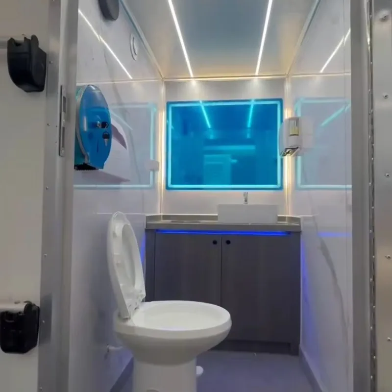 original luxury portable bathroom trailer features a black VIP public bathroom mobile unit with a steel structure