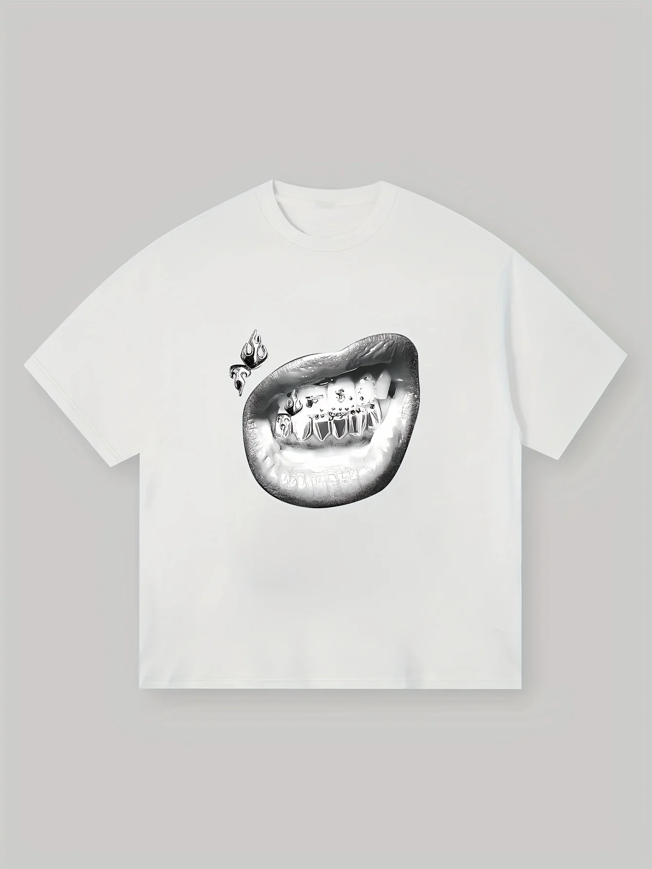 

Lip Print Crew Neck T-Shirt, Casual Short Sleeve T-Shirt For Spring & Summer, Women's Clothing