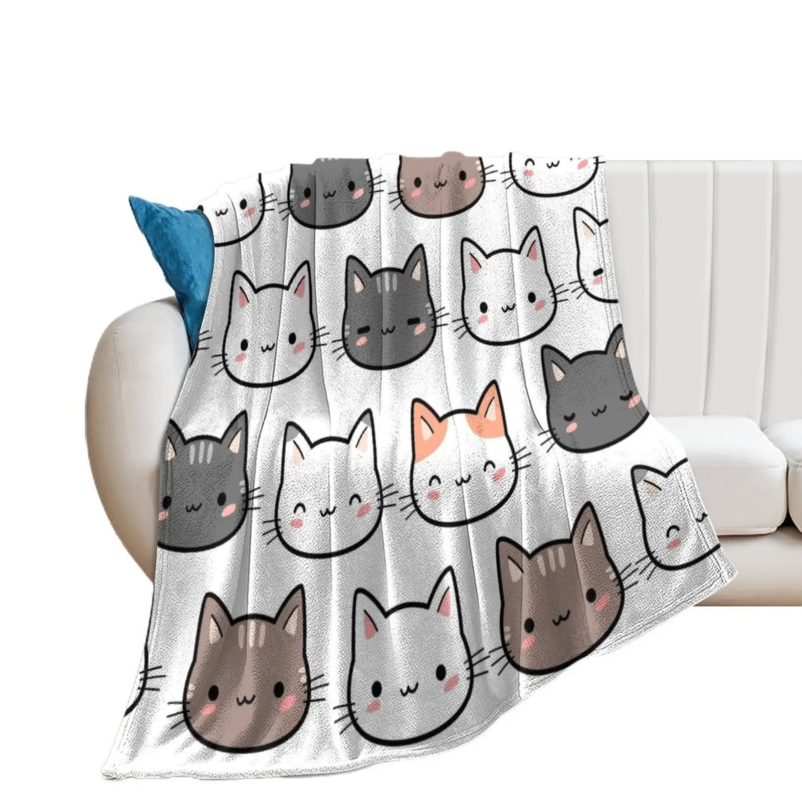 

kitten head Throw Blanket Bed Thin Sofa Quilt Furrys Blankets