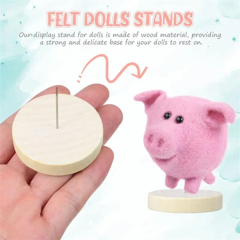 6 Set Crochet Stand Double Steel Needle Holder Felting Holding Standss Wooden Rack Base Action Figures Stabilize