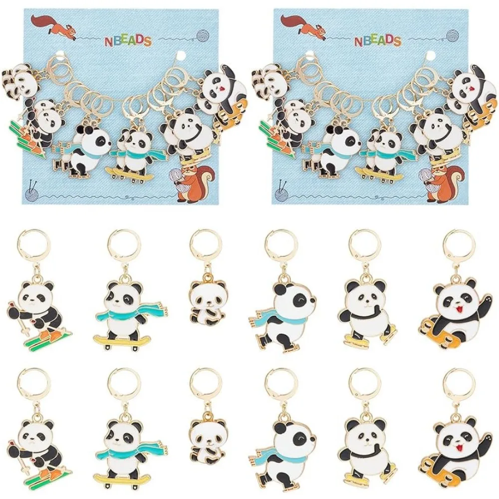 

24Pcs Panda Stitch Markers Enamel Crochet Stitch Marker Charms Removable 304 Stainless Steel Clasps Locking Stitch Marker