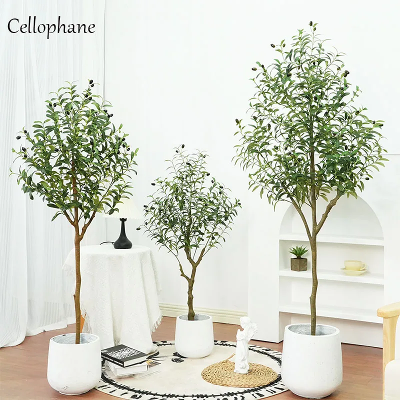 Artificial Plants Olive Tree with Pot 60-120cm Fake Olive Tree Plastic Leaf Realistic Ornamental indoor For Home Garden Decor