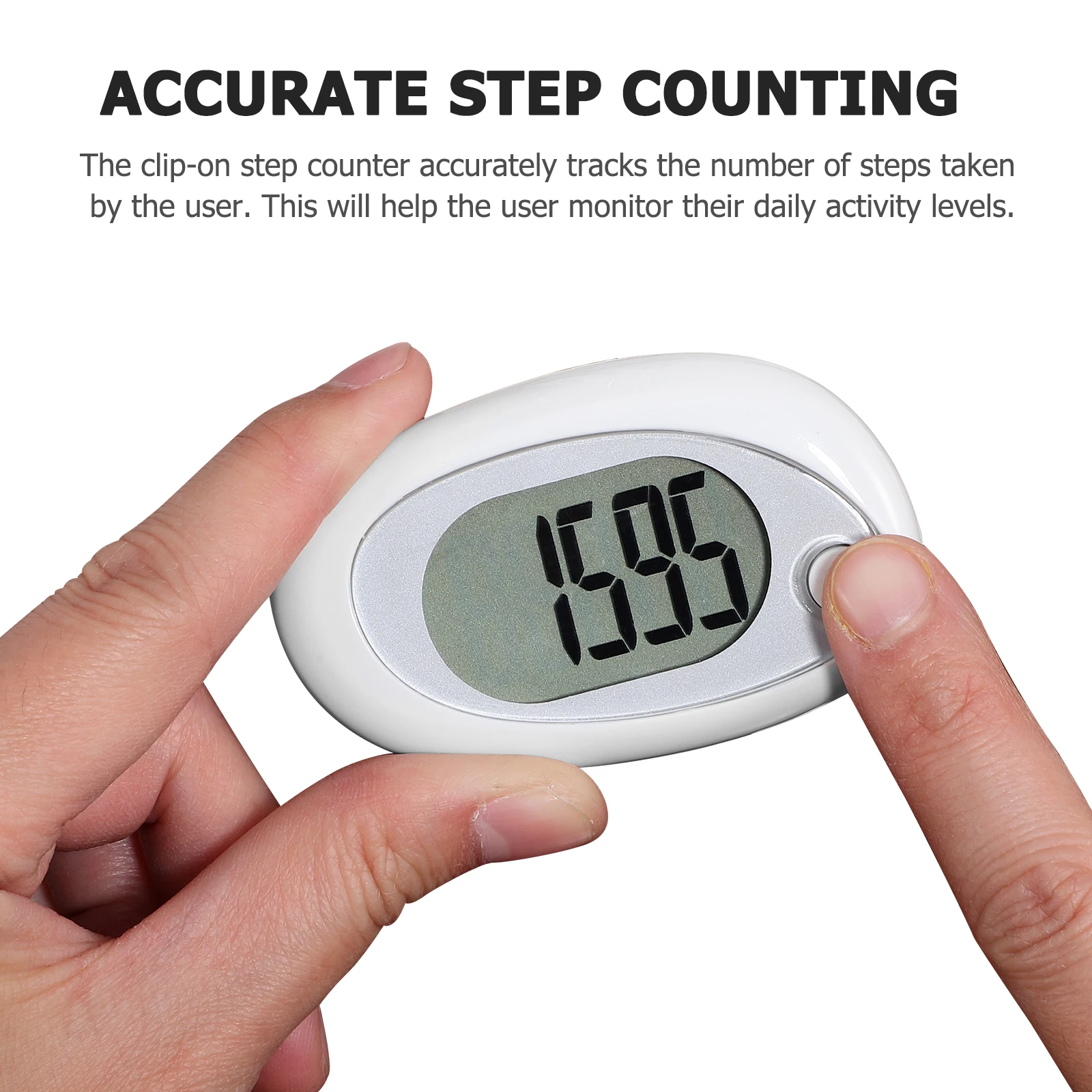 

White Plastic 69x46mm Silent Walking Step Counter Portable Pedometer Clip on Tracker for Seniors Outdoor Hiking Climbing Steps