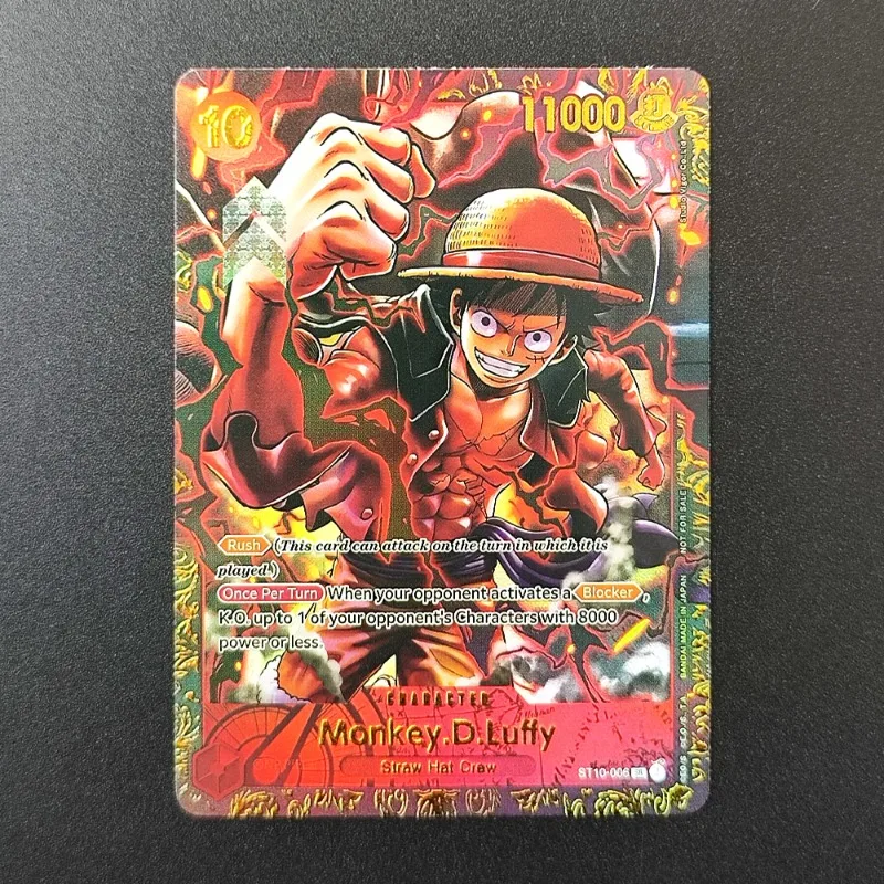 4pcs DIY OPCG 2023 Contest Champion Luffy English One Piece Self-made Flash Card ST10-006 Trafalgar D Water Law Collectible Card