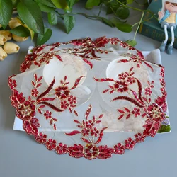 HOT Round beads flowers Embroidery table cloth cover wedding party tablecloth kitchen Christmas Table decoration and accessories