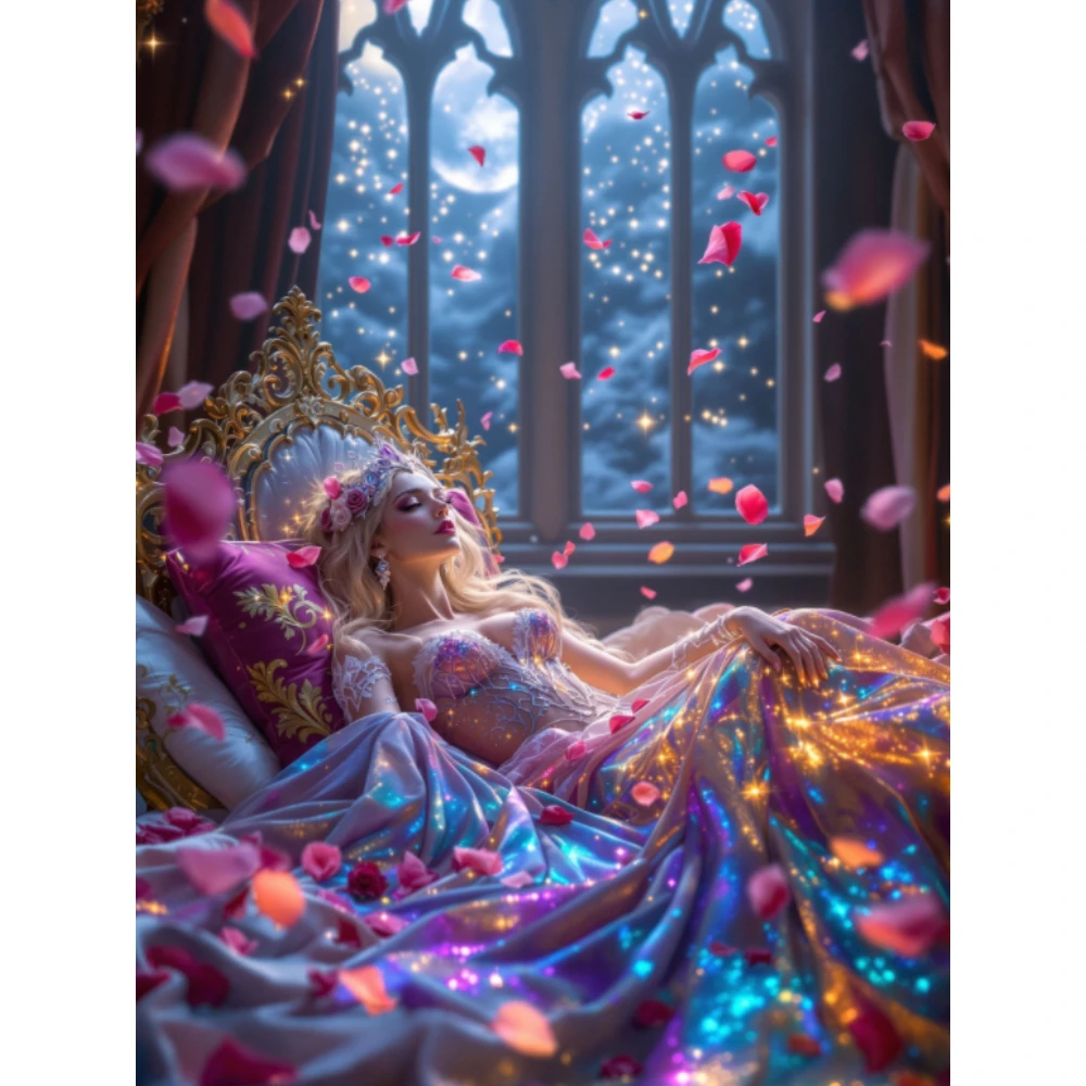 500/1000/1200/2000 PCS Jigsaw Puzzles Fairy Princess Rose Petal Family Activity Relaxing Game for Living Room Home Decor Gift