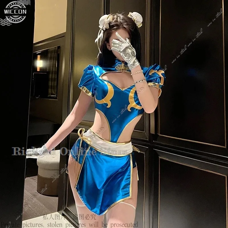 

Костюм для косплея Chunli, топы, брюки, фартук, головные уборы, носки, перчатки с разрезом, Cheongsam, униформа, комплект, сексуальные ролевые игры, фанарт, фестивали, вечерние
