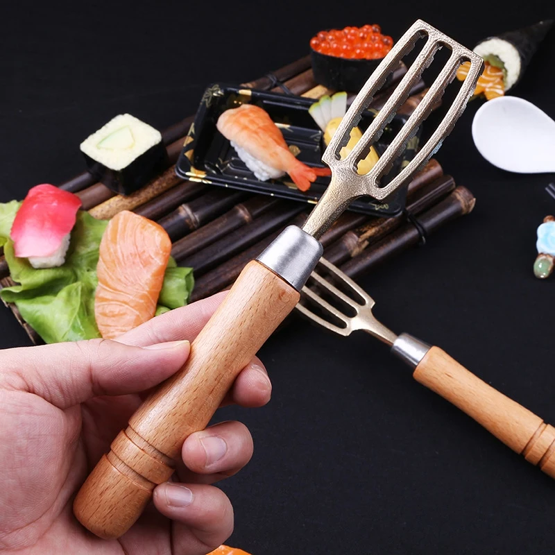 Скребок для рыбной чешуи, скребок для удаления чешуи для рыбы из твердой древесины, латунной чешуи, скребок для чешуи