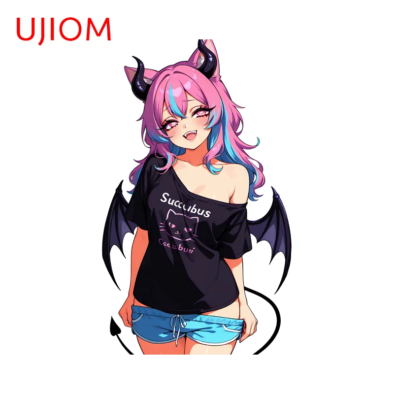 UJIOM لطيف الشيطانة لولي ملصقات السيارات بارد الإبداعية الكرتون الكمبيوتر المحمول الثلاجة جذع الشارات غرفة باردة اكسسوارات الديكور