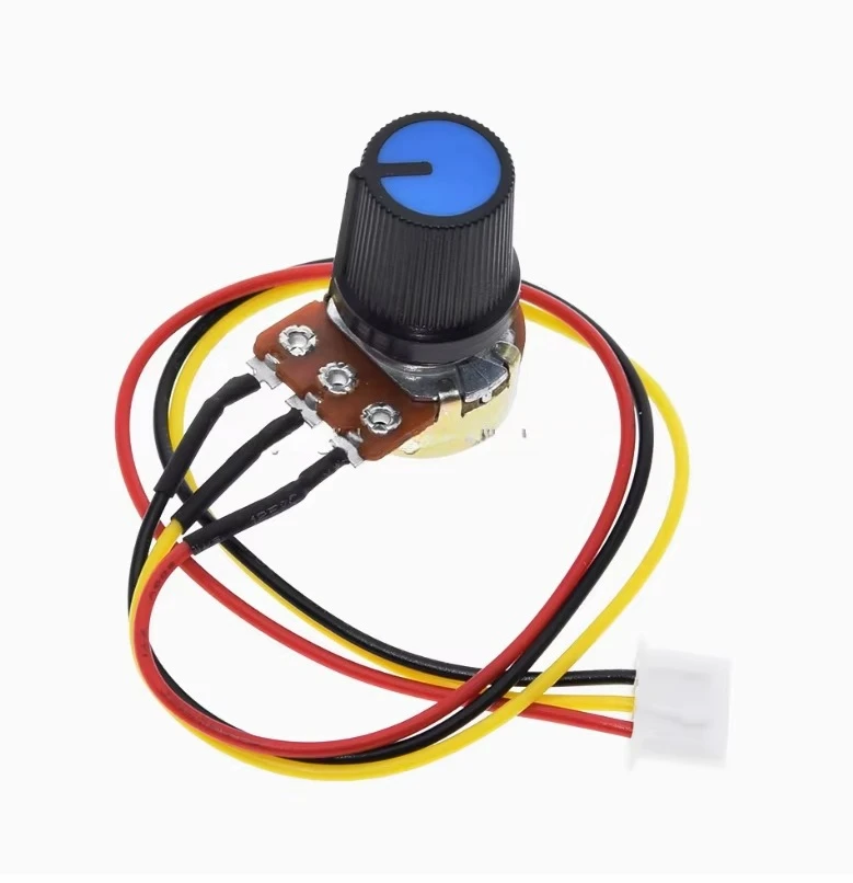 

Потенциометр поворотный Stock WH148 10 кОм B10K 10KB с проводом и переключателем управления скоростью