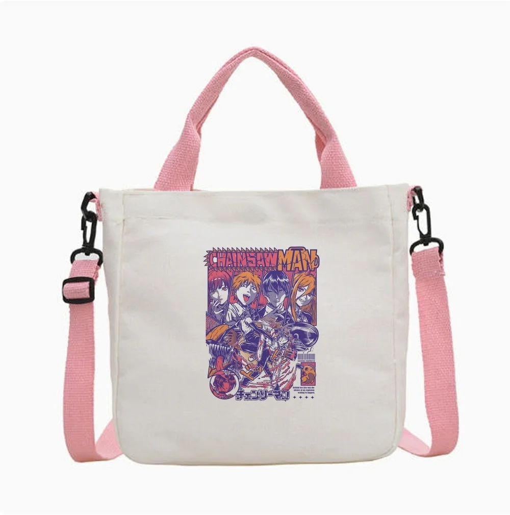 Chainsaw Man tote bag reusable shoulder  bolsas de tela personnalisable foldable femme