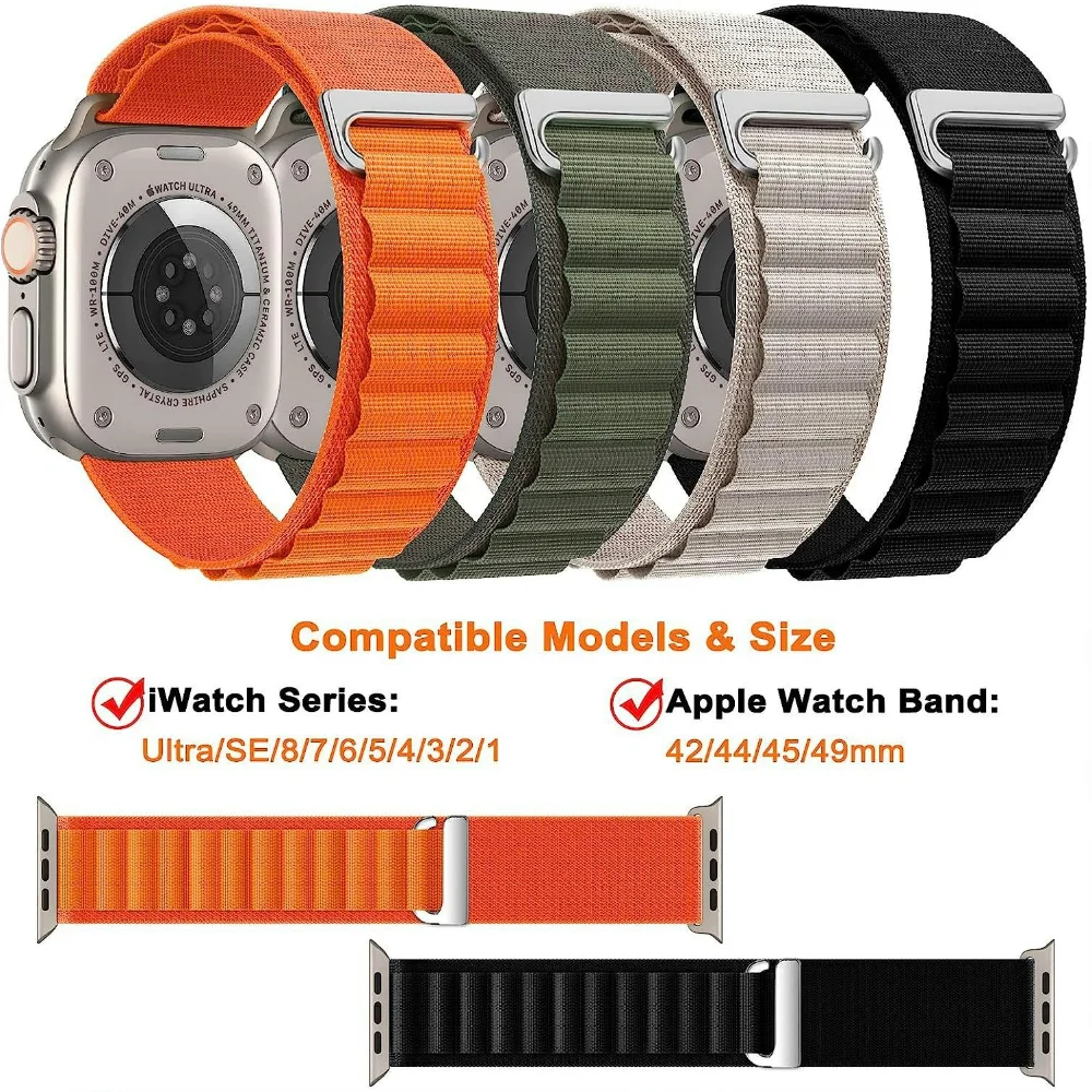 Nylon strap For Apple watch Ultra/2 49mm 10 42mm 46mm 9 8 7 45mm 41mm Adjustable sport watchbands For iwatch 6 5 4 SE 44mm 40mm