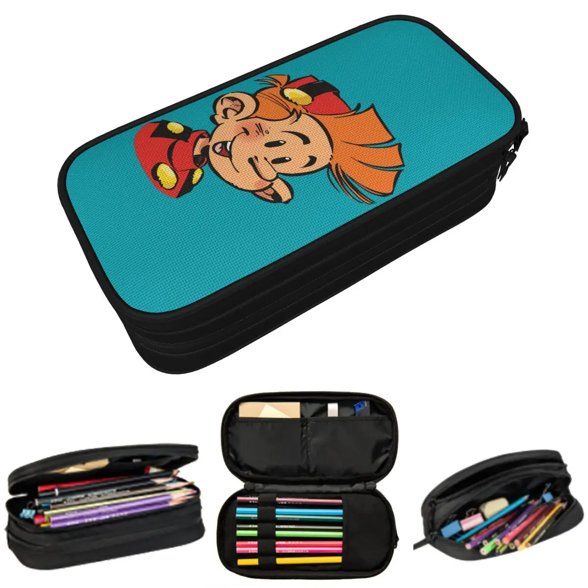 Marsupilami Spirou Face Pencil Case for Kids School Pen Box Pencil Bag Stationery Supplies Pen Holder Bag