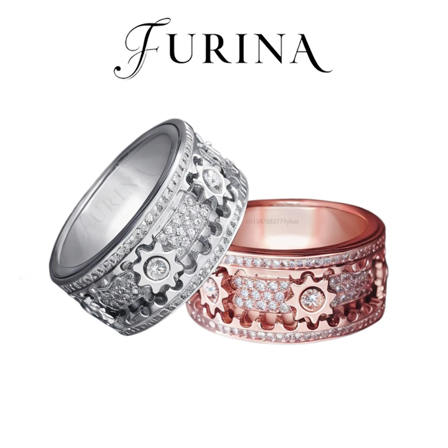 

Furina Retro Gear Spinning Ring 2025 New Design Luxury Jewelry Unisex Couple Rings For Girlfriend Christmas Valentine's Day Gift