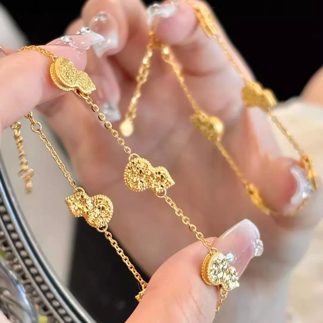

Plated With Genuine Gold Strong Preservation The Five Blessings Linmen Sand Bracelet Is New Chinese Style Gourd Girls Gift