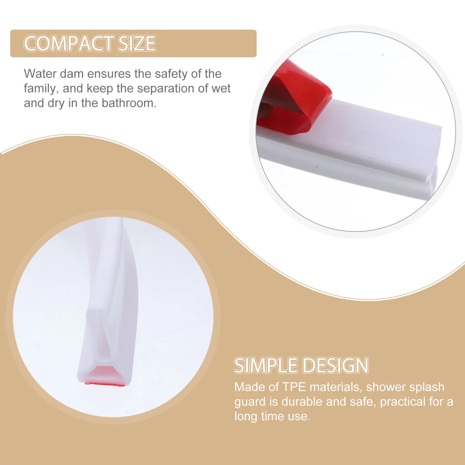Protection contre les éclaboussures de douche de salle de bains, barrage d'eau auto-adhésif en Tpe pour douche à pied, cloison humide et sèche, seuil de sécurité bloqueur d'eau