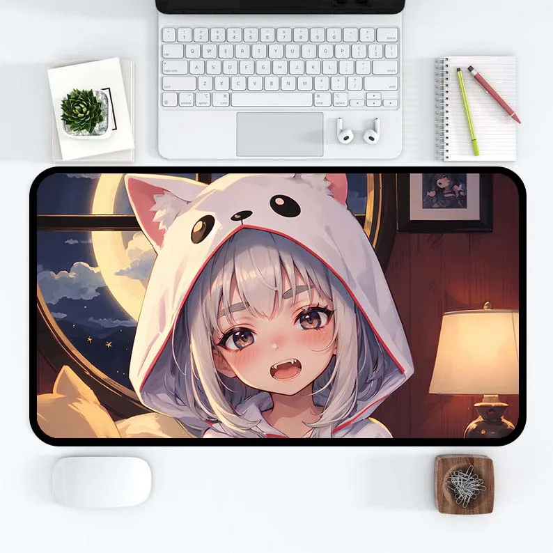 Tiger Teeth Mausepad Girl Mouse Mats Gaming Mat Pad on The Table Office Gamer Accessories Keyboard Pad Art Desk Mat Mouse Carpet