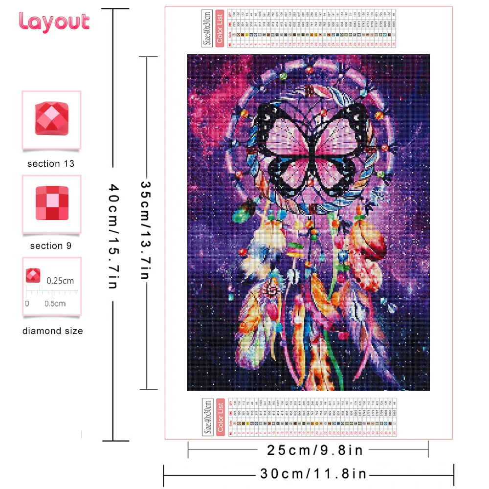 Frameless, 5d Diamond Mosaic Flower Full  Sqaure Diamond Painting Dreamcatcher Complete Kit Art Diy Gifts Wall Decor view 2