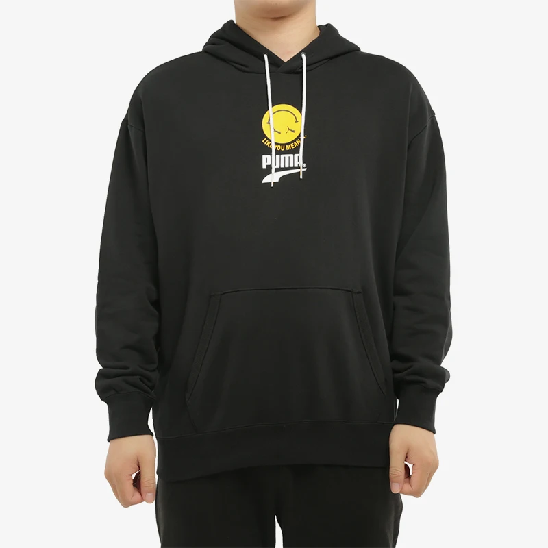 Puma genuine smiley face hoodie for men and women, seasonal new couple hooded pullover hoodie trend 530368-01