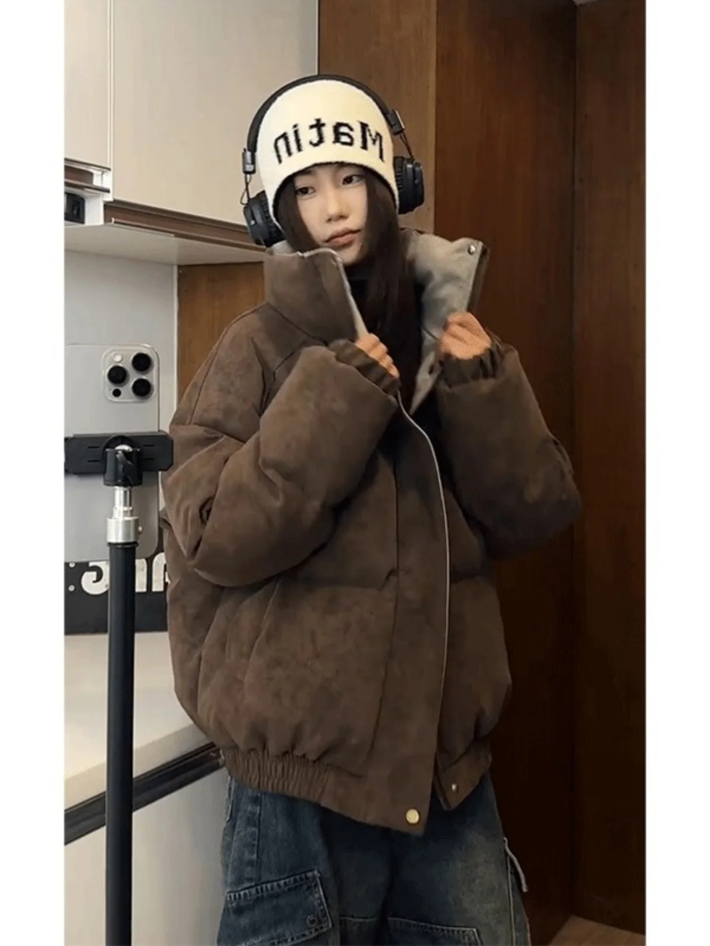 

Мужская зимняя куртка Color Blo Tie Dye из хлопка и искусственной кожи, утепленная, молодежная, в американском стиле, свободного кроя, модная