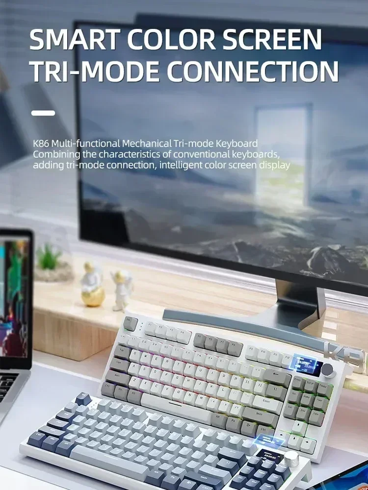 Attack Shark K86 Tri-Mode Bluetooth Wireless Gaming Keyboard Customize Hot Swap Metal Knob Bluetooth Mechanical Keyboards Gifts