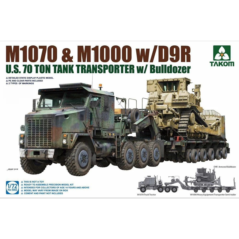 [Takom] No.5002 1/72 M1070 & M1000 w/D9R U.S. 70Ton Tank Transporter w/Bulldozer (Plastic Model Kit)