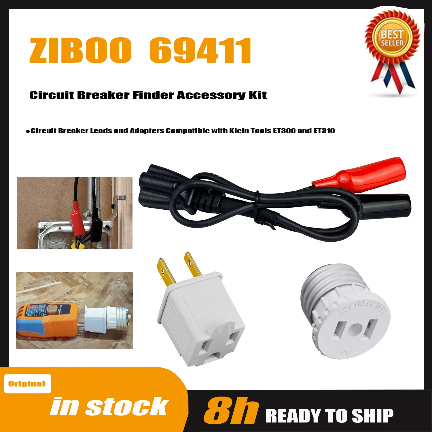 ZIBOO 69411 Circuit Breaker Finder Accessory Kit, Circuit Breaker Leads and Adapters Compatible with ET300 and ET310.