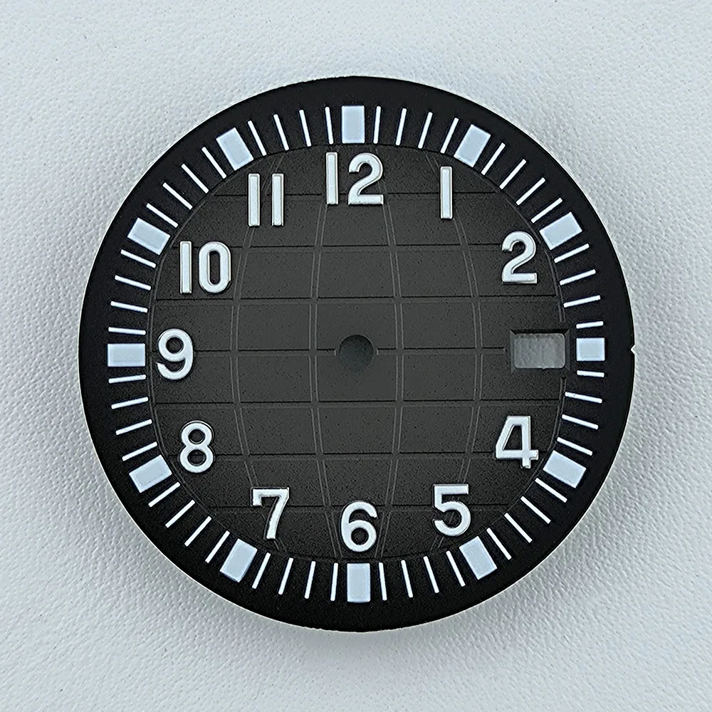 NH35 다이얼 32mm 시계 다이얼 맞춤형 로고 다이얼 NH35 NH36 무브먼트 시계 액세서리 용 녹색 발광 다이얼