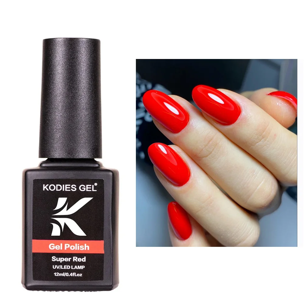 KODIES GEL Super Red Gel Nail Polish Full Coverage High Pigment Gel Varnish TPO Free Hema Free Lacquer Manicure Nails Art Supply