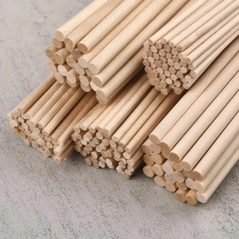 20-200Pcs Round Wooden Stick Crafts Dia 2.2/3/4/5/6/8/9.5/12.5mm Round Solid Wooden Strips DIY Model Materials Crafts Decorative