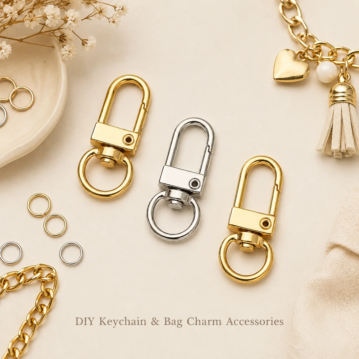 5Pcs D Shape Swivel Snap Hooks 32*12mm Metal Lobster Clasp Clips DIY Jewelry Making Keychain Bag Pendant Accessories view 5