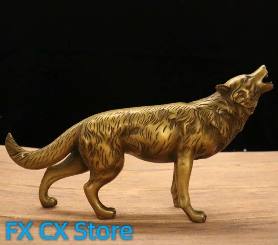 

Archaize Brass Fierce Wolf King Crafts Statue