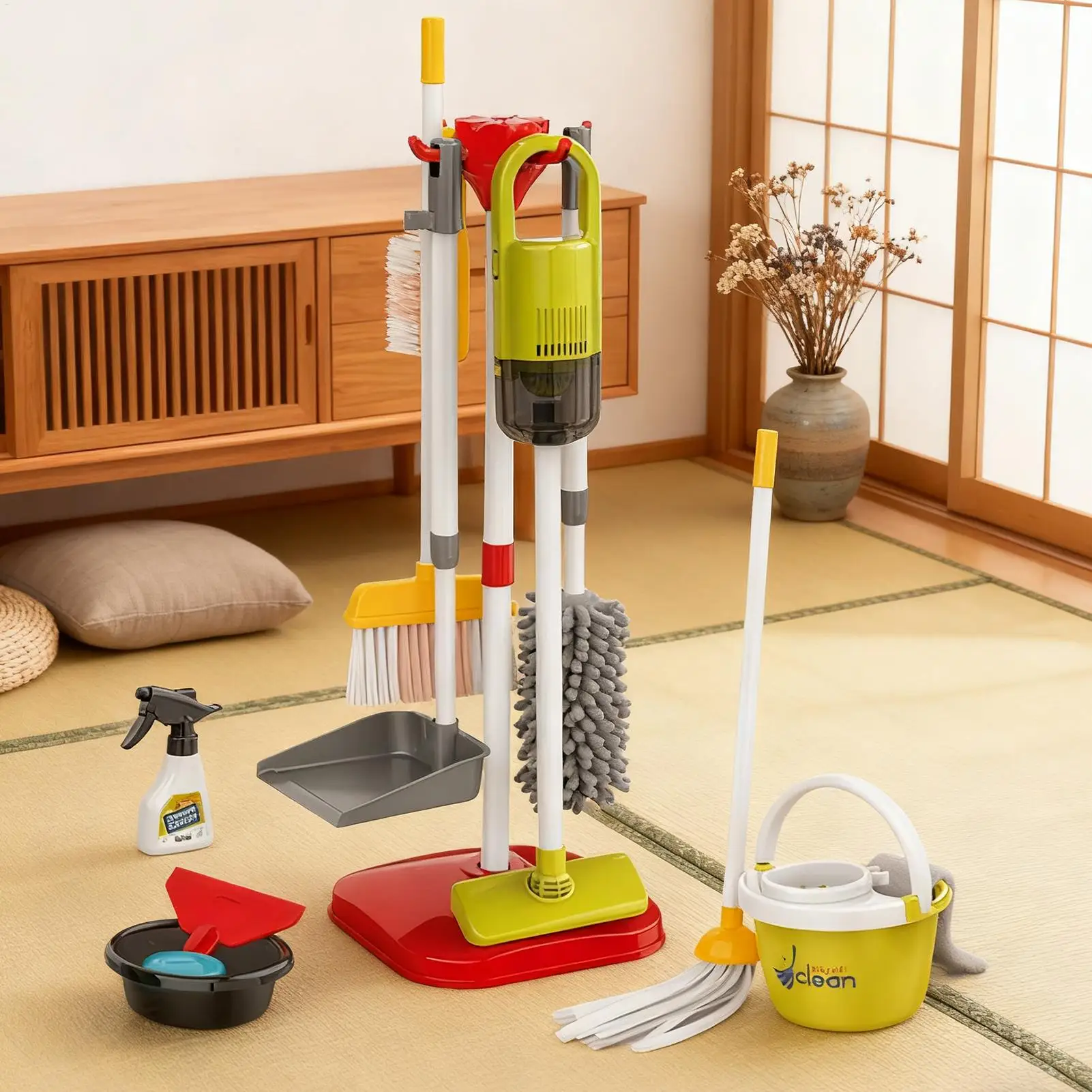 Kids Cleaning Set Pretend Play Toys Educational Playing Supplies Role Playing Toys Toddlers Learning Toys Household Chore Tools