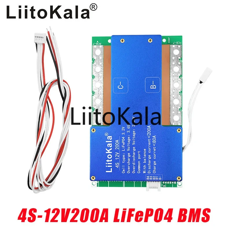 

LiitoKala 4S-12V200A-BMS LiFePo4 Lithium Iron Phosphate Battery Protection Circuit Board With Balanced Charging