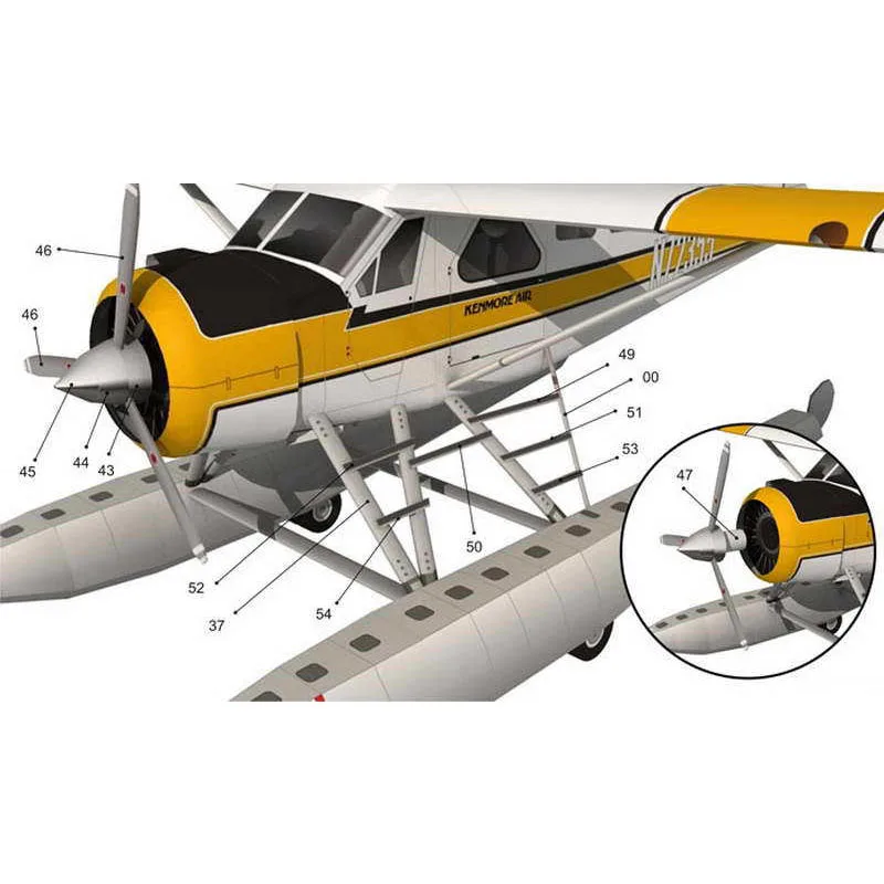 1:32 DHC-2 Canada DHC-2 Beaver Seaplane Plane Aircraft Paper Model Craft Gifts for Military Fans Assemble Hand Work Puzzle Game