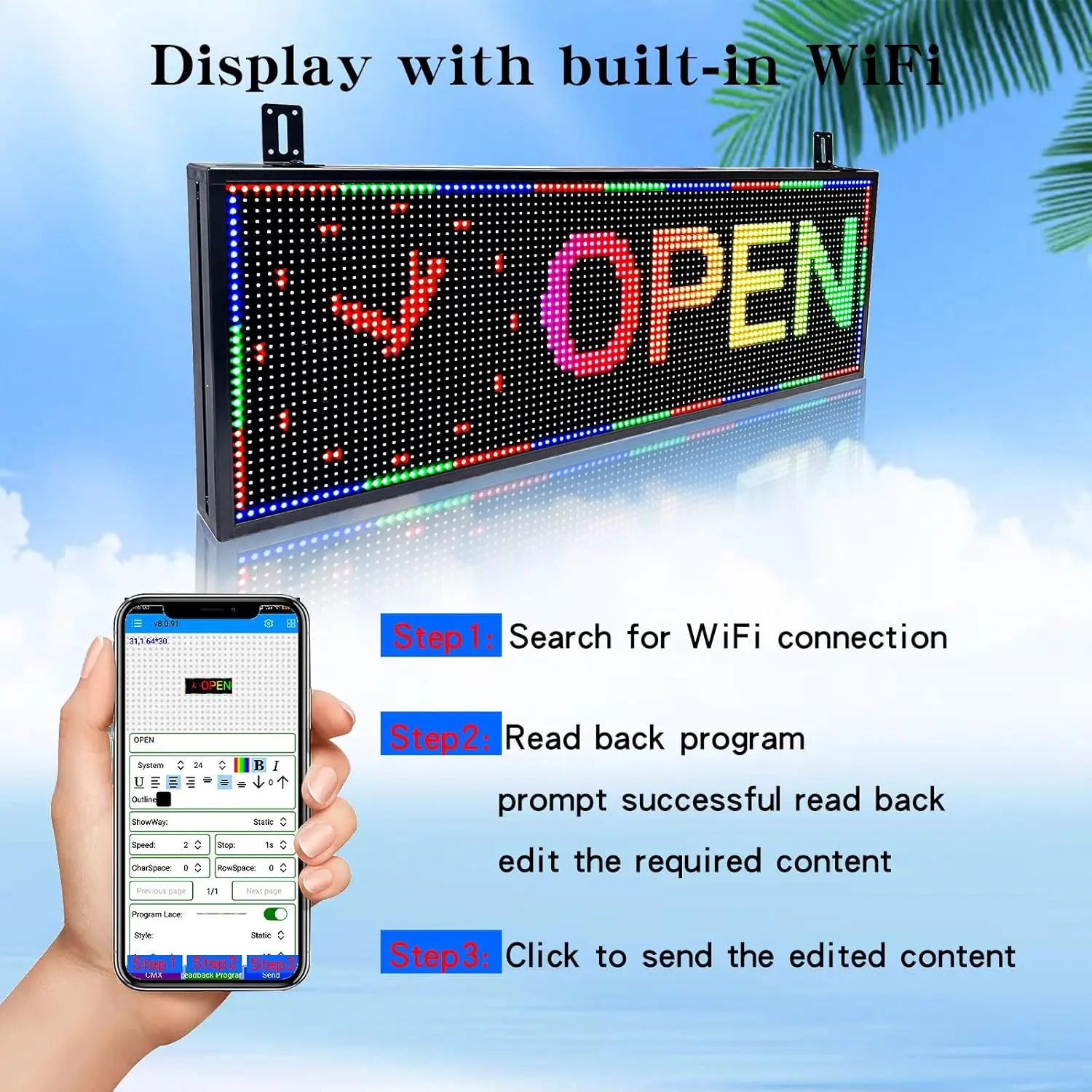 Scrolling Led Sign Programmable Display Digital Sign Outdoor Message Board Led Open Signs For Business Custom Banner Word Light