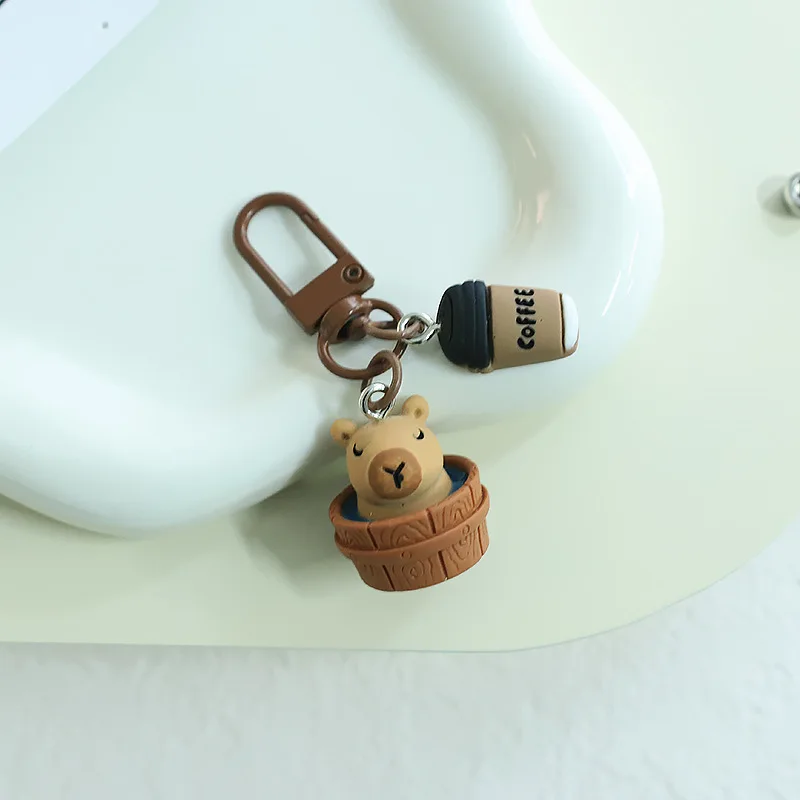 Cute Resin Capybara Key Chains for Women Girls Capibara Animal Keychain Kawaii Bag Backpack Charms Couple Friend Jewelry Gift image 2