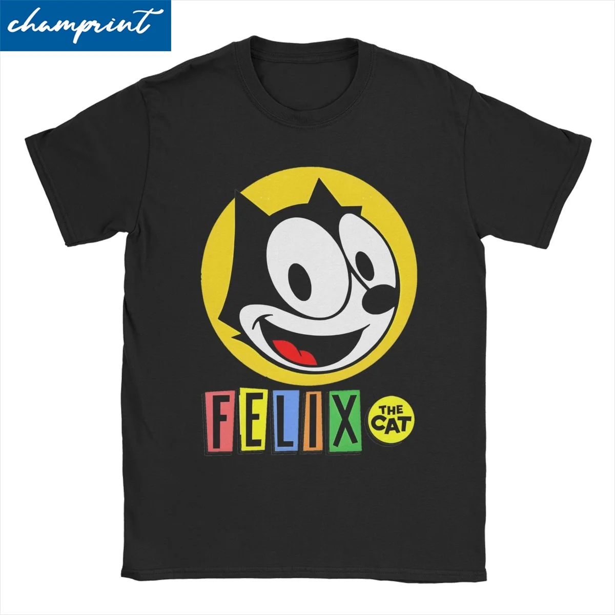 Animals Pets Cartoon Tv Shows T-Shirt Men Women Cat F-Felix Pure Cotton Tee Shirt Crewneck Short Sleeve T Shirts 6XL Clothing