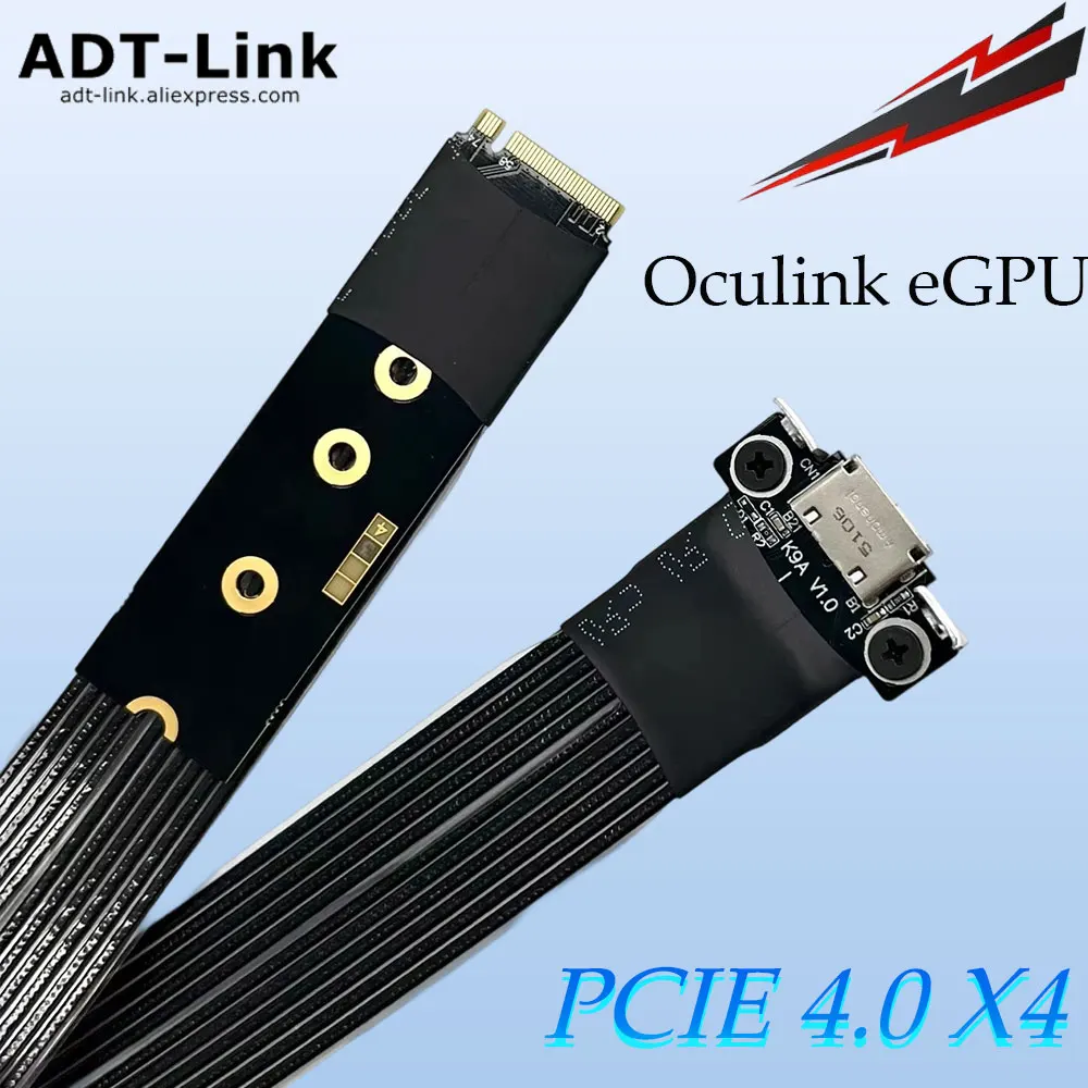 

ADT-Link PCIE 4.0 x4 Gen4 M.2 NVMe to SFF-8611/8612 Adapter Riser OCuLink Graphics Card External Extension Cable 64Gbps