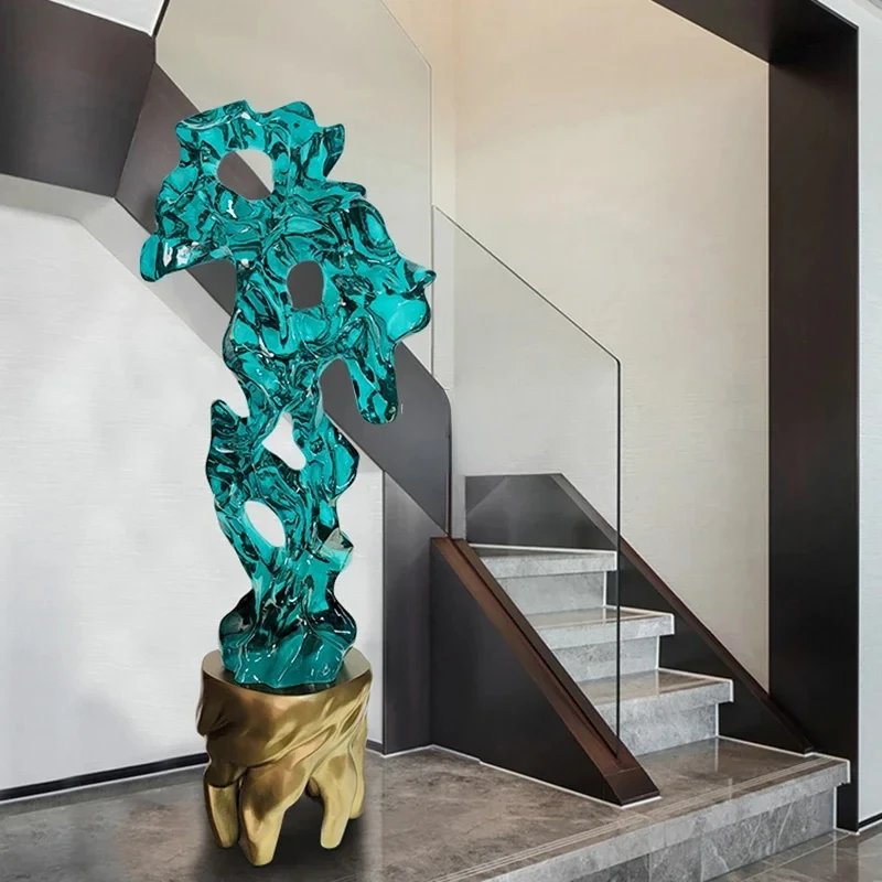 Light Luxury Resin Floor-to-ceiling Sculptures Modern Home Decor Hotel Lobby Statue Ornaments Porch Transparent Art Decoration