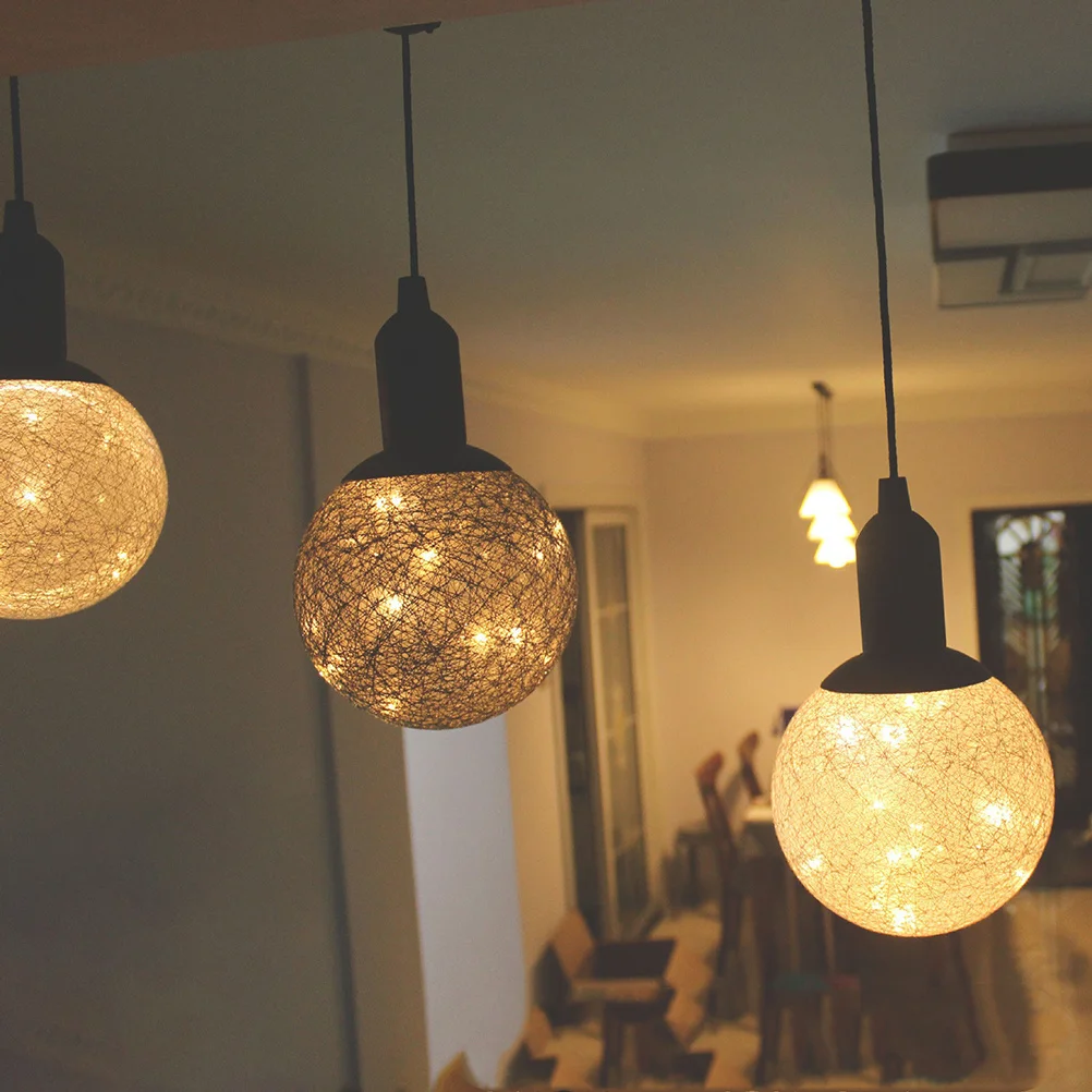 

Chandelier Led String Lights Grey Cotton Ball Drawstring Design Durable Night Light For Living Room Bedroom Christmas