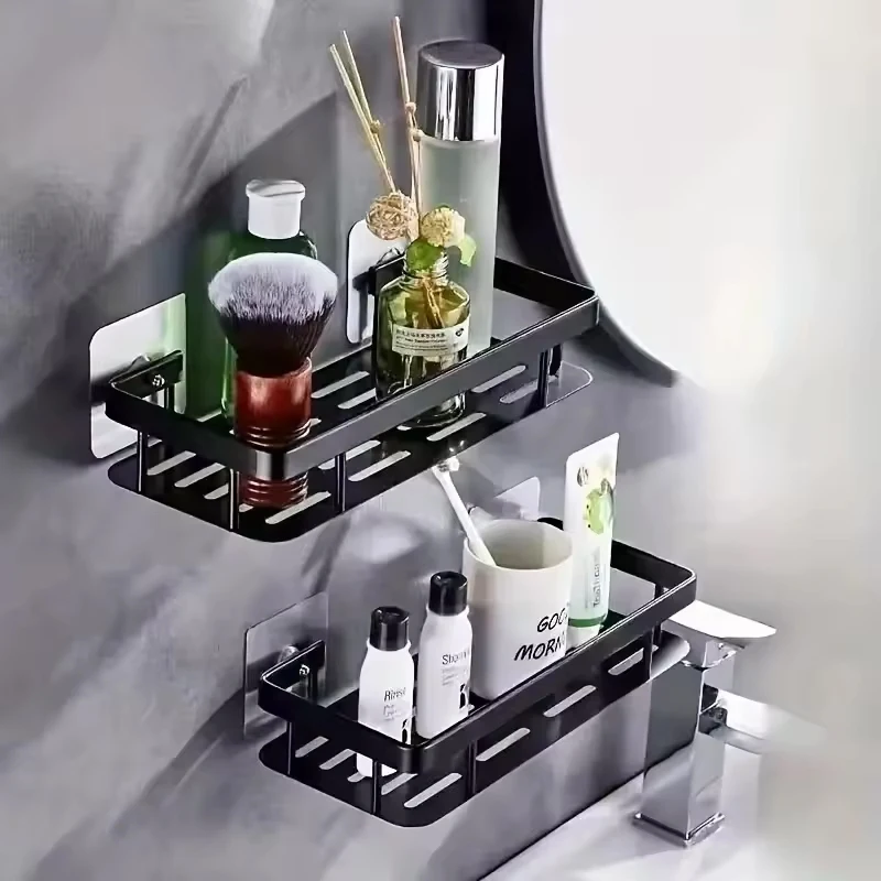 욕실 수납 벽걸이 샴푸 화장품 수납 홀더 욕실 액세서리 무타공 벽 선반 샤워 홀더 (화장실용)