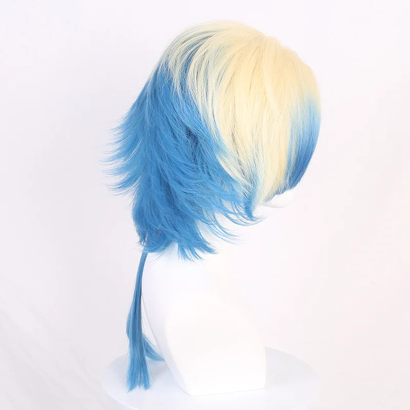 Perruque de Cosplay bleue Prison Michelle Cesar, haut pelucheux, dégradé de couleurs mélangées
