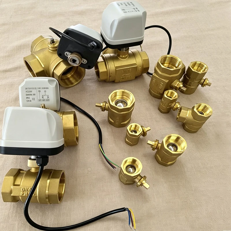 High Torque 12 N·m Electric Actuator Motorized Brass Ball Valve 2/3 Way AC220V DC12-24V 2/3 Wires for HVAC/CAC Plumbing Systems