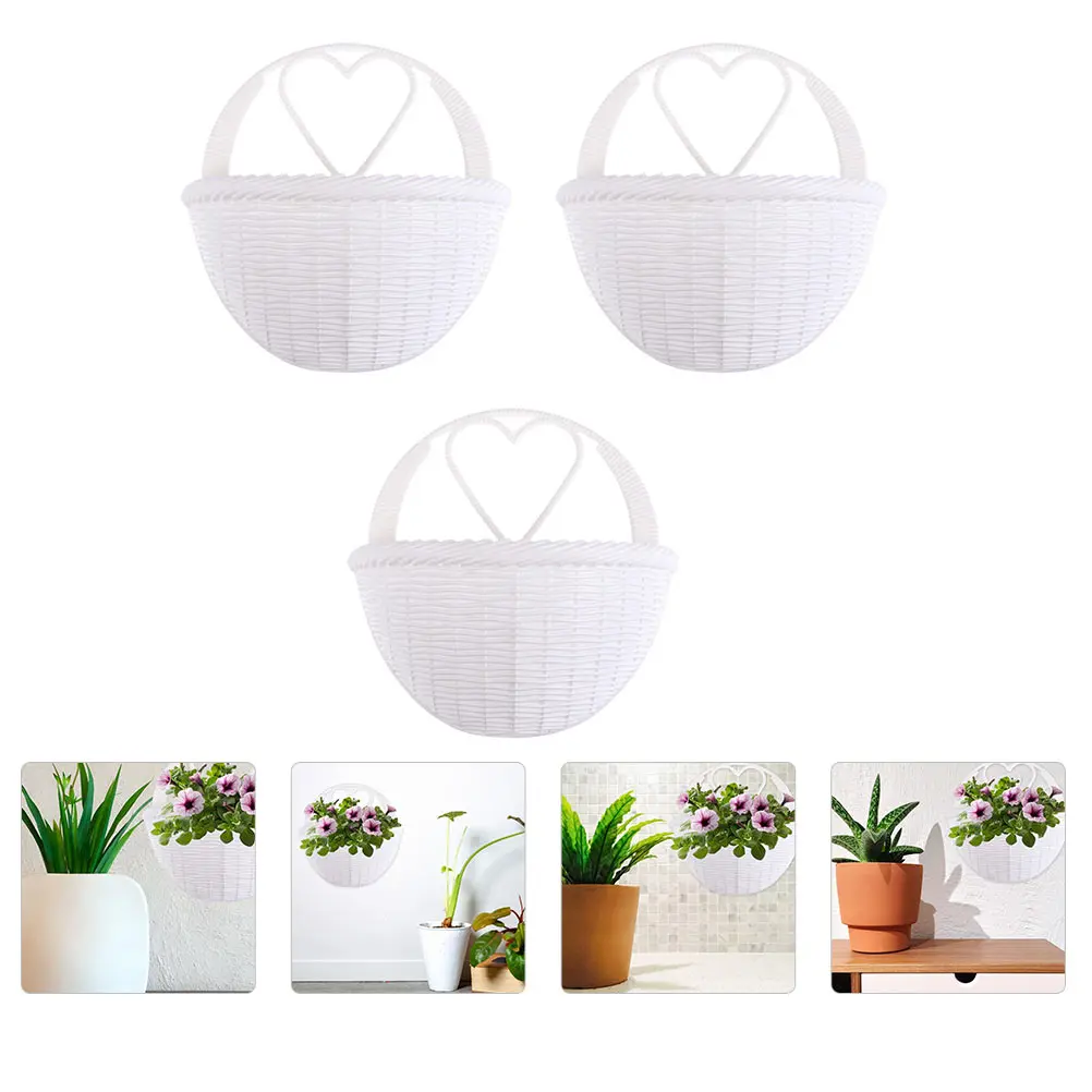 

3pcs Hanging Flower Basket Plastic Lightweight Durable Decor Fake Plants Baskets Wall Plant Basket Plant Pot