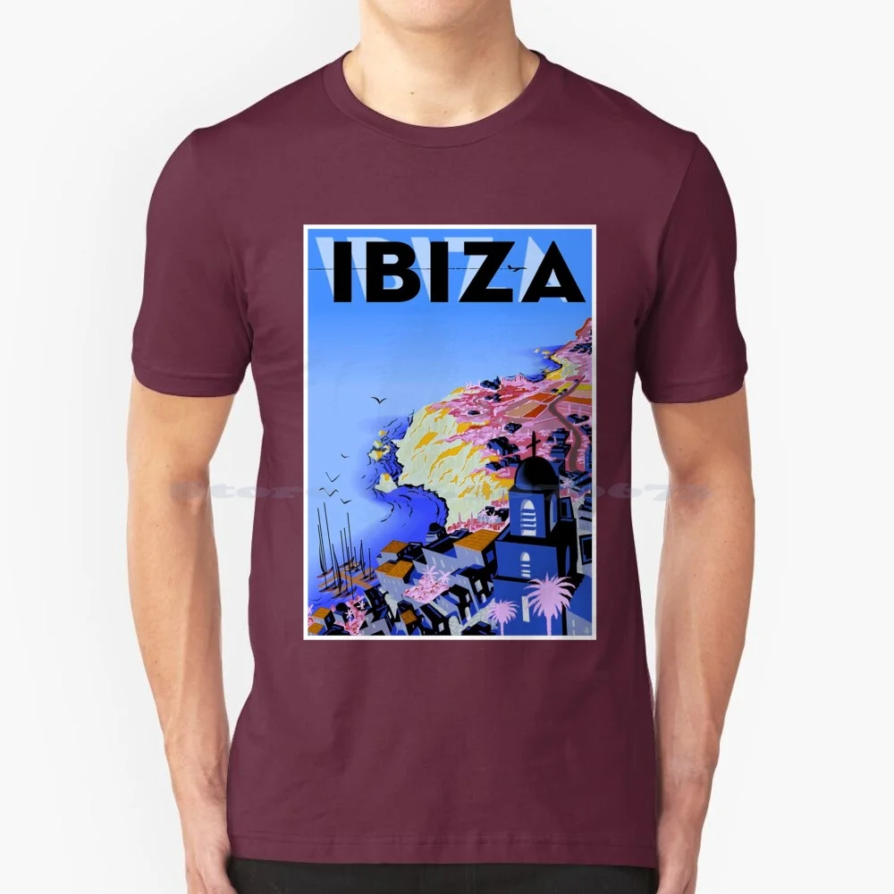 Ibiza : Vintage Spanish Island Travel And Tourism Print T Shirt 100% Cotton Tee Ibiza Island Spain Spanish Mediterranean Travel