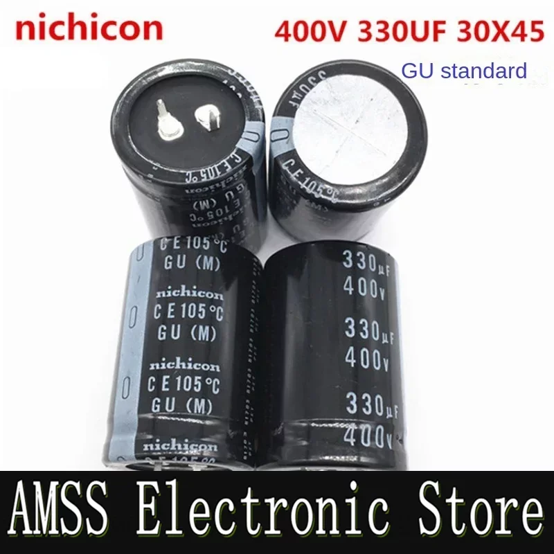 AMSS (1PCS)400V330UF 30X45 nichicon electrolytic capacitor 330UF 400V 30*45 GU 105 degrees.