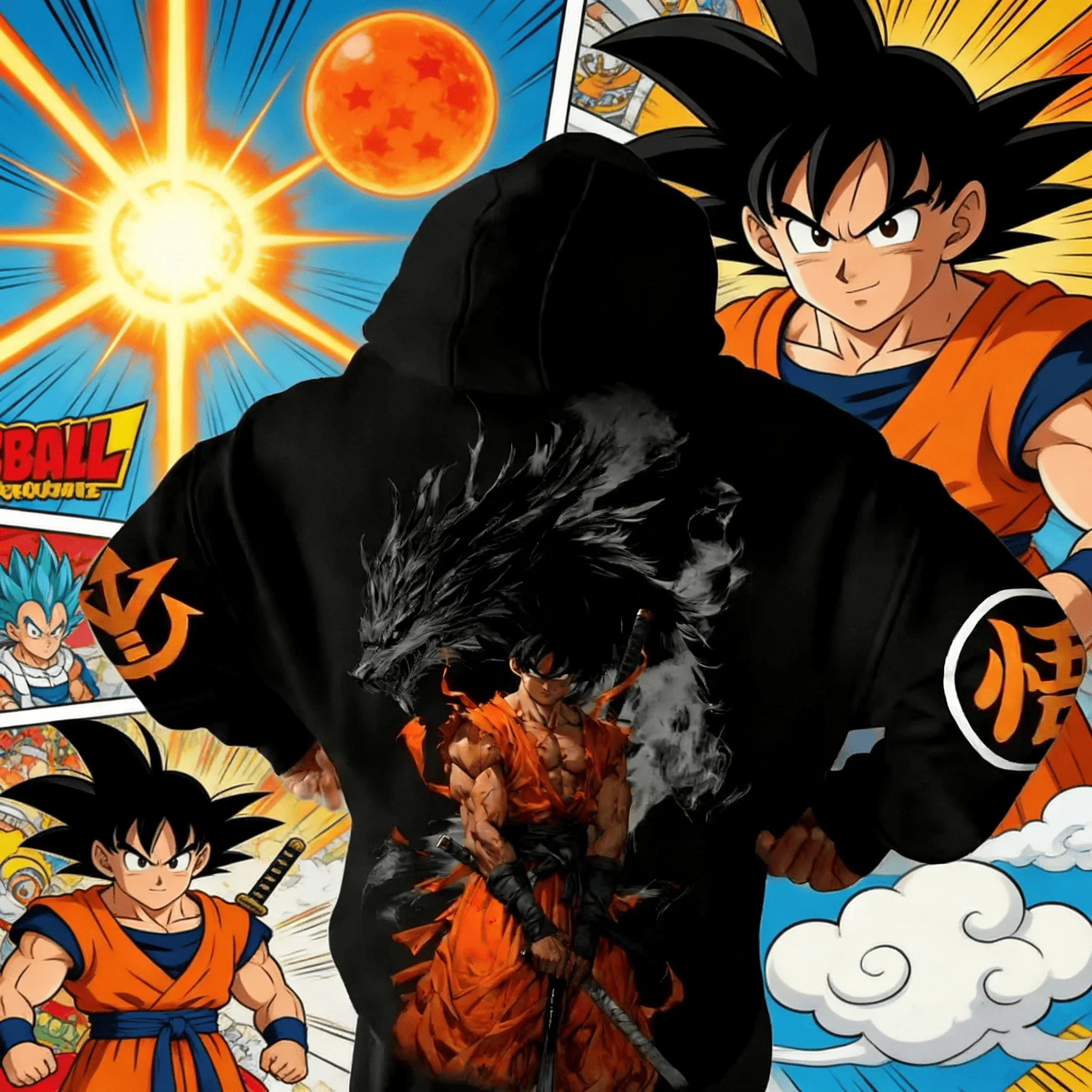 

Худи оверсайз в стиле ретро Dragon Ball из чистого хлопка, мужская толстовка с принтом Самурая Гоку, унисекс, повседневная, винтажная, аниме-стиль, уличная одежда