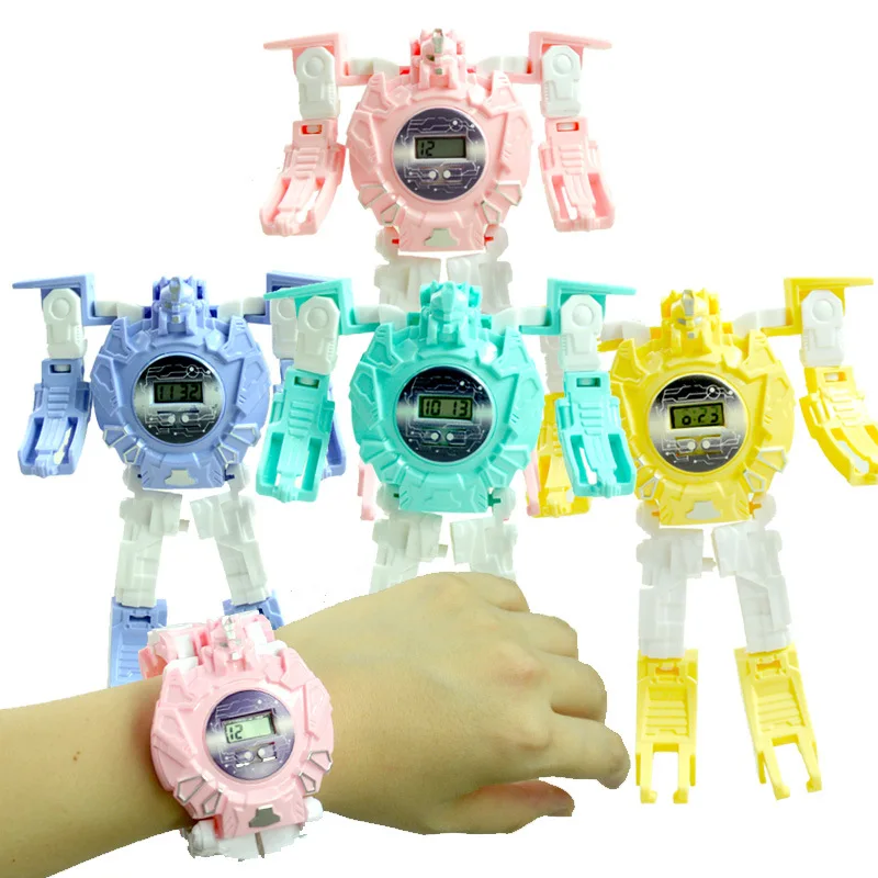 Creative Robot Transforming Kids Watch Transformation Toys Boys Wrist Watch Kids Electrical Smart Robots Watches Toys For Girls