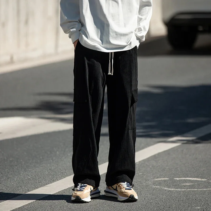 Aussehen Frühling Sommer Männer Cord gerade Jogging hose männlich Hip Hop Baggy Jogger Freizeit hose Mode solide lange Hose